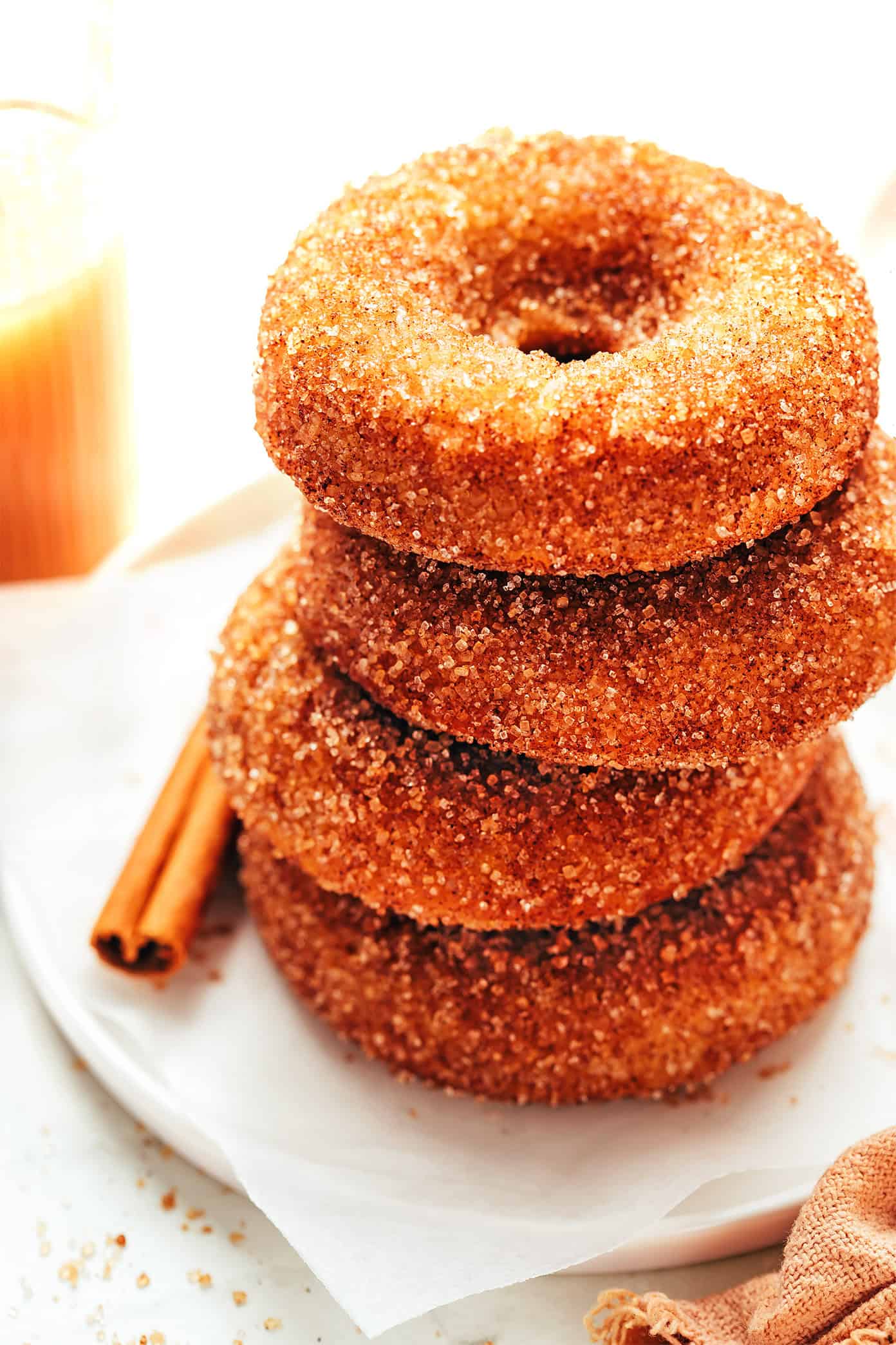stack of baked apple cider donuts