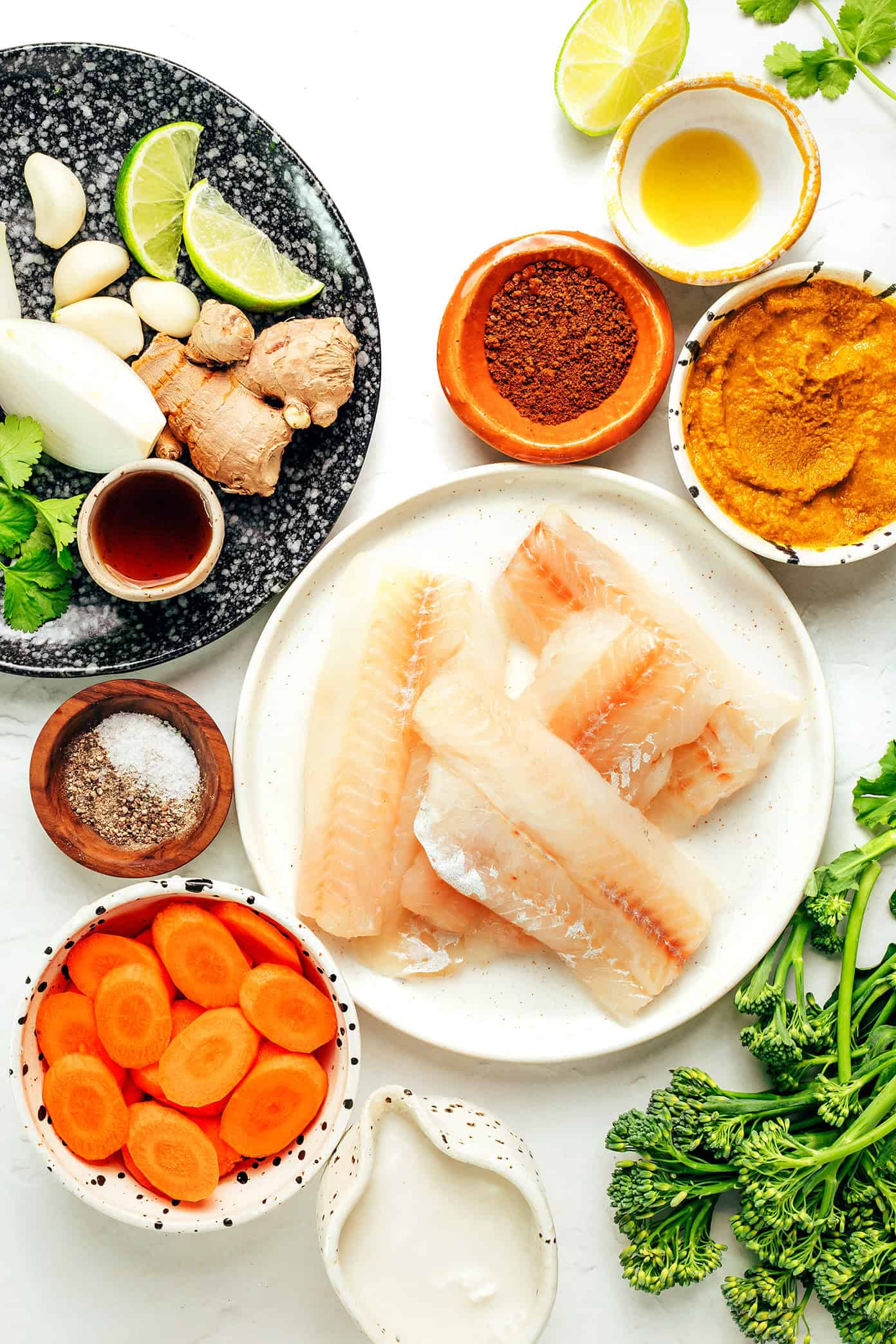 Thai fish curry ingredients