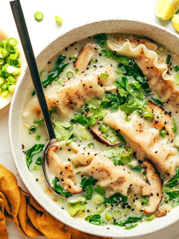 Ginger Coconut Potsticker Soup