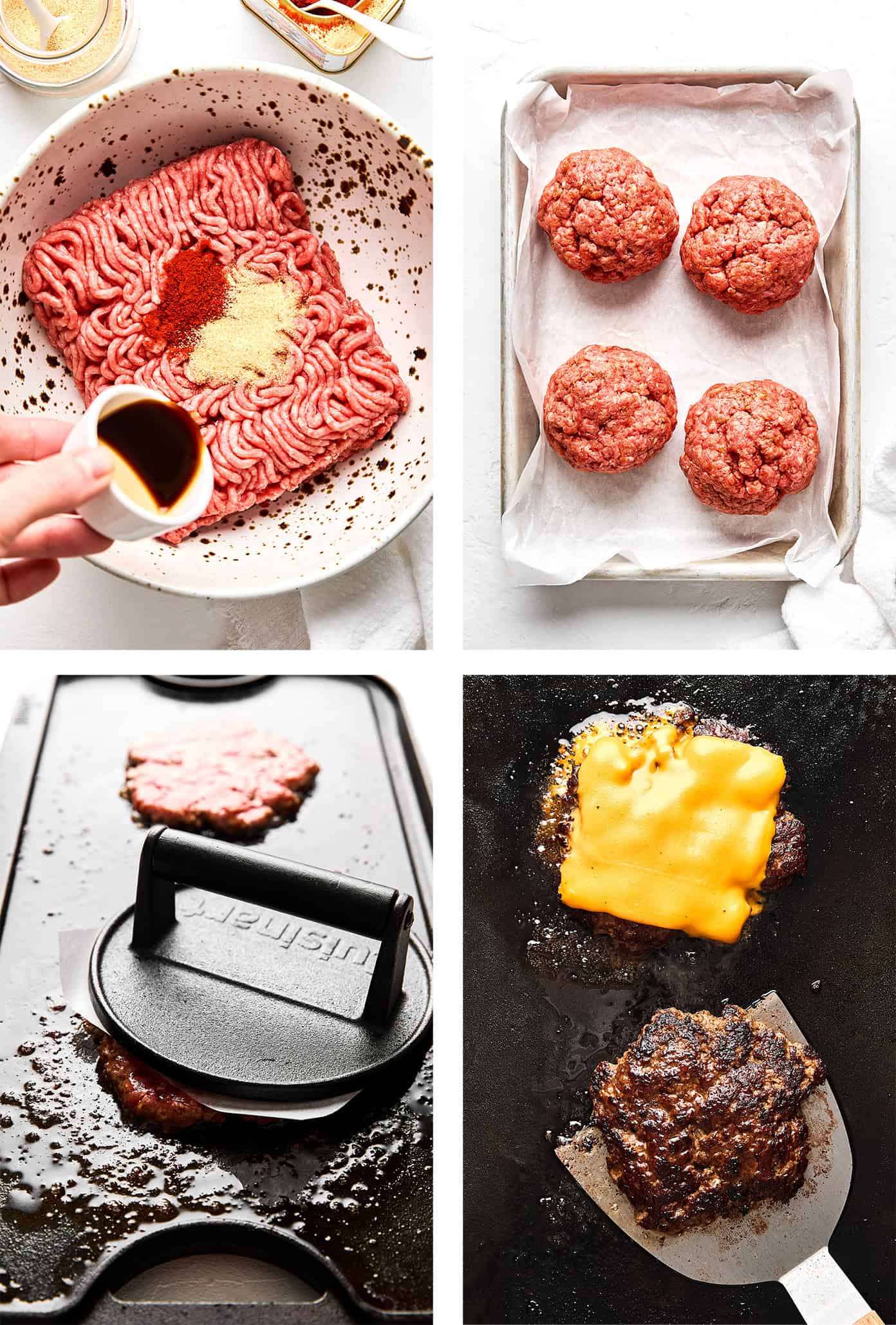 Learn how to make the most juicy, crispy-edged, flavorful homemade smash burgers with this quick and easy recipe. Perfect for easy dinners, grill outs, game day, or anytime you're craving an excellent burger. | gimmesomeoven.com How to make a smash burger